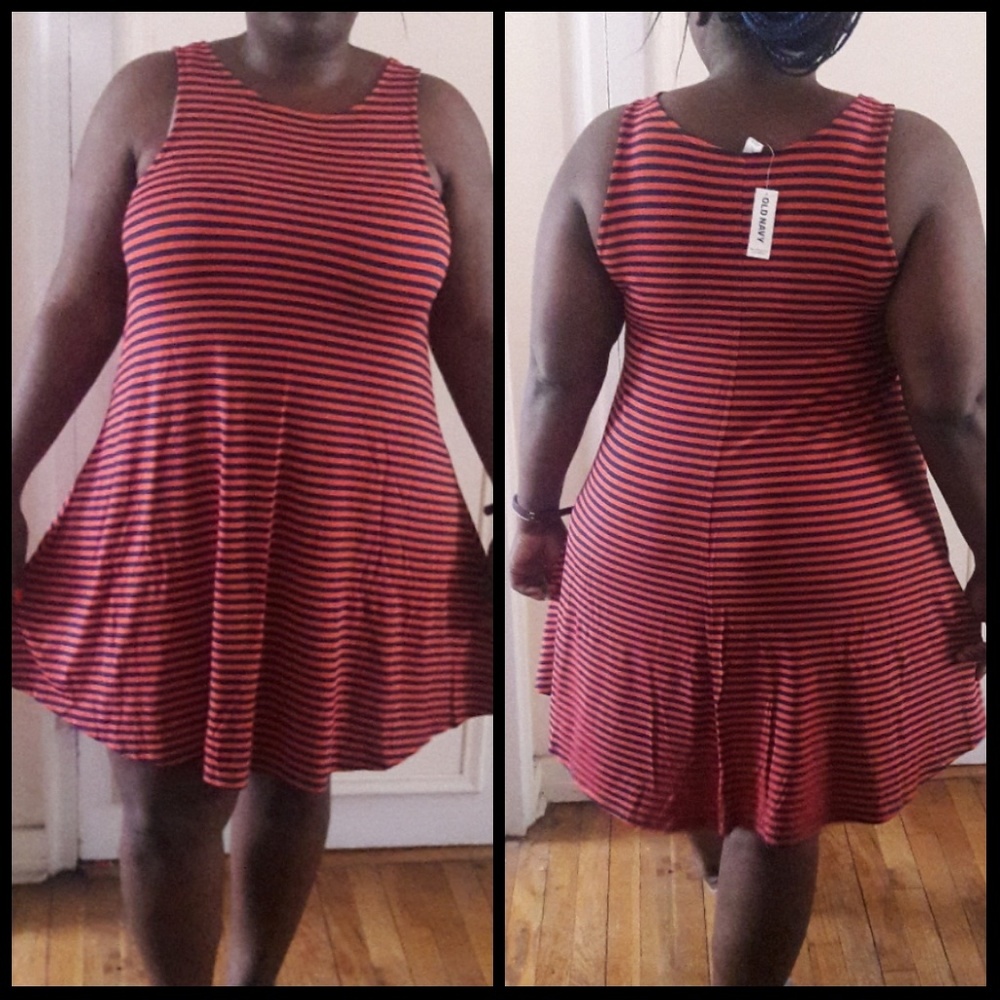 Orange and Blue Sleeveless Knit Dress NWT XL
